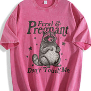 Feral and Pregnant Don't Touch Me Vintage Washed T-Shirt in Red