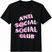 Anti Social Club Slightly Elastic Cotton T-Shirt in Black