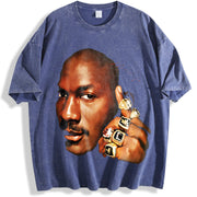Michael Six Championship 6 Rings 90's Soft vintage washed oversized T-shirt in Blue