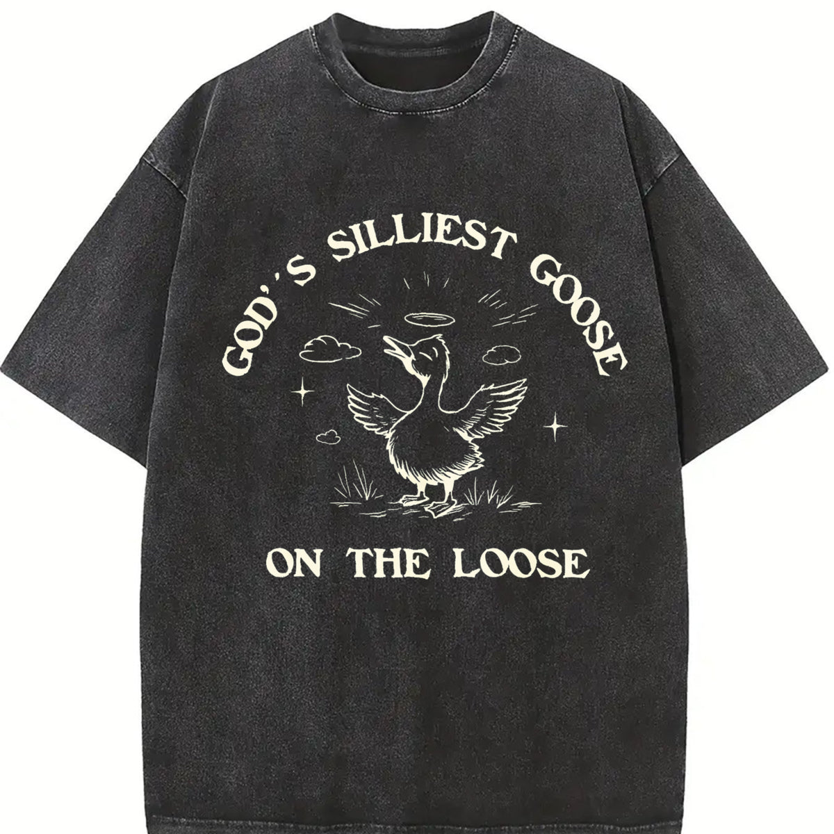 ® Gods Silliest Goose on the Loose 90s Vintage Washed T-Shirt in Black