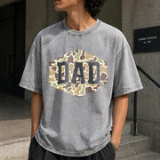 Camouflage Dad Retro Varsity Dad Vintage Washed T-Shirt in Gray