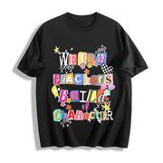 Weird Teachers Build Character Cotton T-Shirt in Black