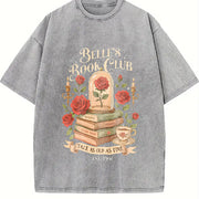 Retro Belle's Book Club Vintage Washed T-Shirt in Gray