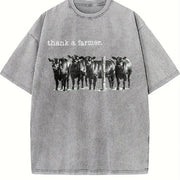 Thank a Farmer vintage washed oversized T-shirt in Gray