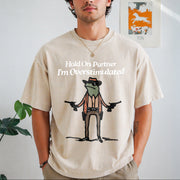 Hold on I'm Overstimulated Vintage Washed T-Shirt in Beige