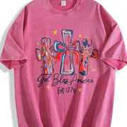 God Bless America 250th Anniversary of the United States Vintage Washed T-Shirt in Red