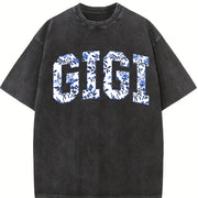 Floral Gigi Cute Nana Vintage Washed T-Shirt in Black