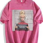 Traumatized by Sagittarius Mugshot Doll Vintage Washed T-Shirt in Red