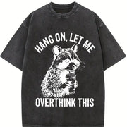 European and American Animal Vintage Washed T-Shirt in Black