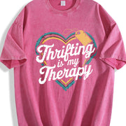 Thrifting Is My Therapy Vintage Washed T-Shirt in Red