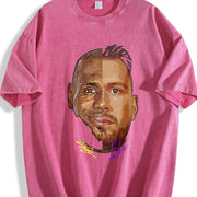 Bron And Luka LA Basketball vintage washed oversized T-shirt in Red