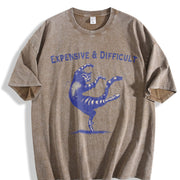 Retro Expensive and Difficult Dancing Cat 90s Vintage Washed T-Shirt in Brown