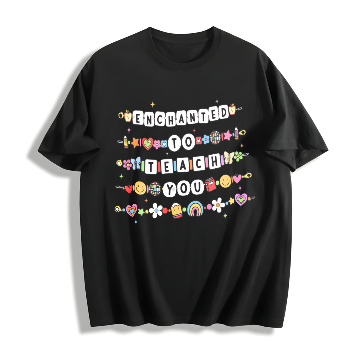 Teacher Friendship Bracelet Teacher Appreciation Cotton T-Shirt in Black