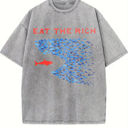 Made from and Skin-friendly Vintage Washed T-Shirt in Gray