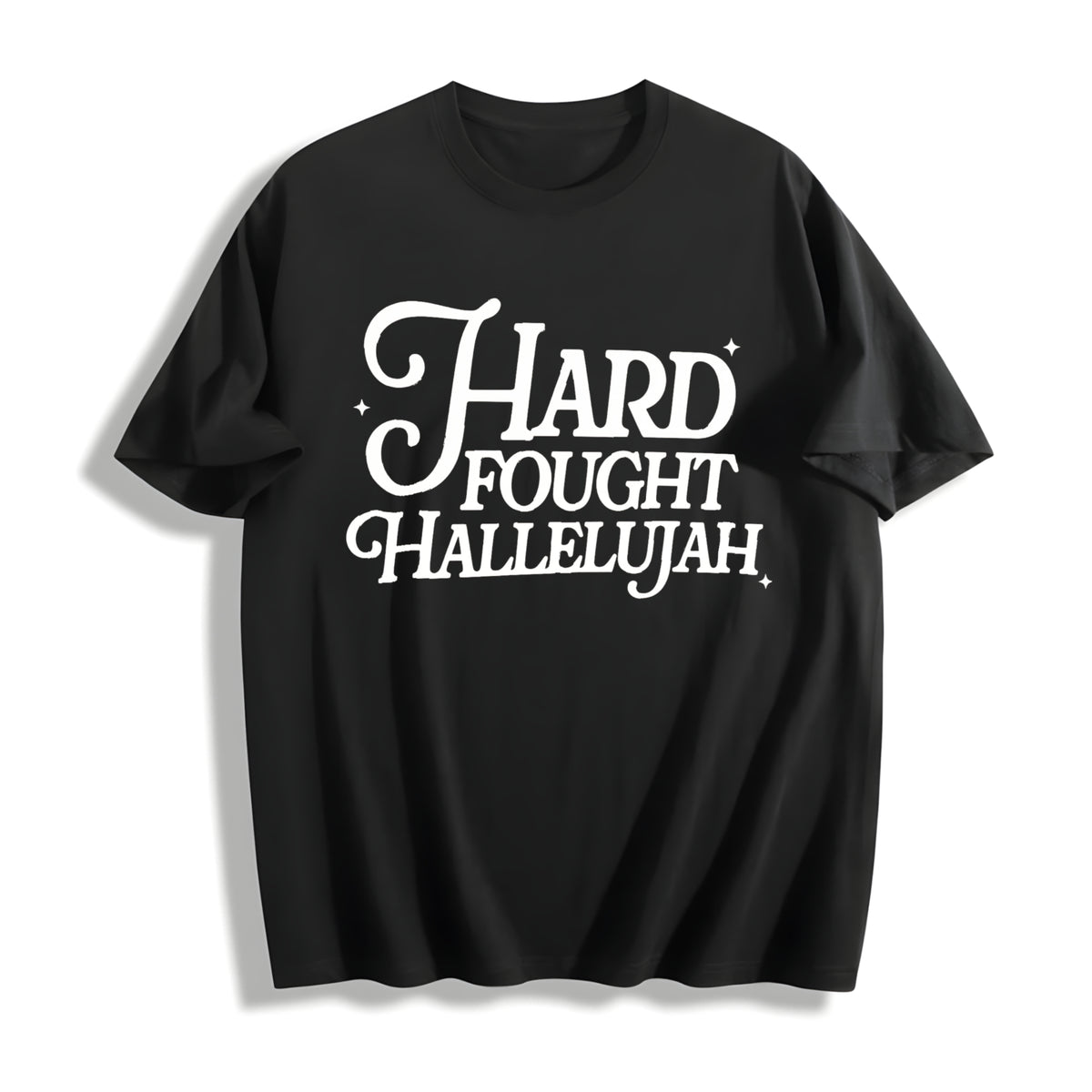 Hard Fought Hallelujah Cotton T-Shirt in Black