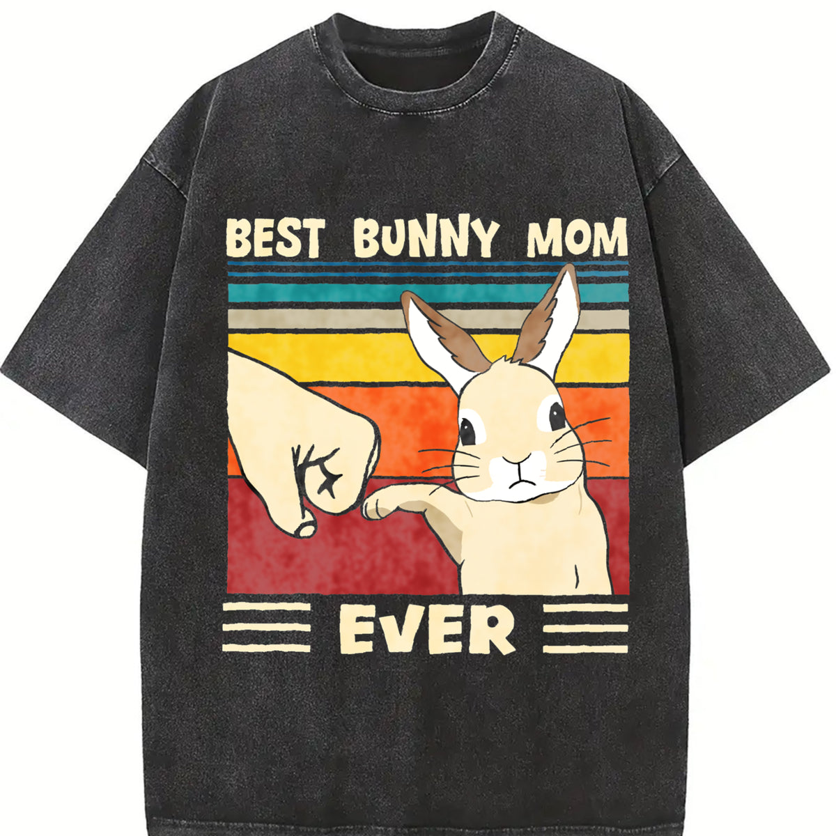 Happy Easter Best Bunny Mom Ever Vintage Washed T-Shirt in Black