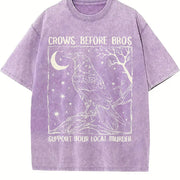 Crows Before Bros Support Your Local Murder Vintage Washed T-Shirt in Purple