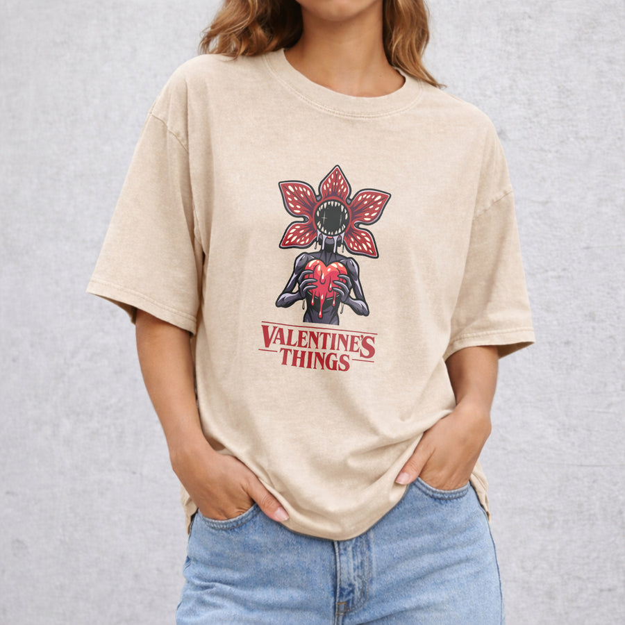 Valentine's Things vintage washed oversized T-shirt in Beige
