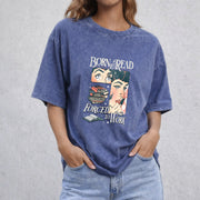 Born To Read Bookish vintage washed oversized T-shirt in Blue