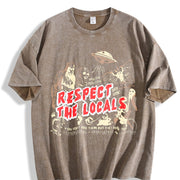 Respect The Locals Cryptids Folklure Bigfoot Alien vintage washed oversized T-shirt in Brown