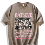 Katseye Beautiful Chaos Tracklist Vintage Washed T-Shirt in Brown