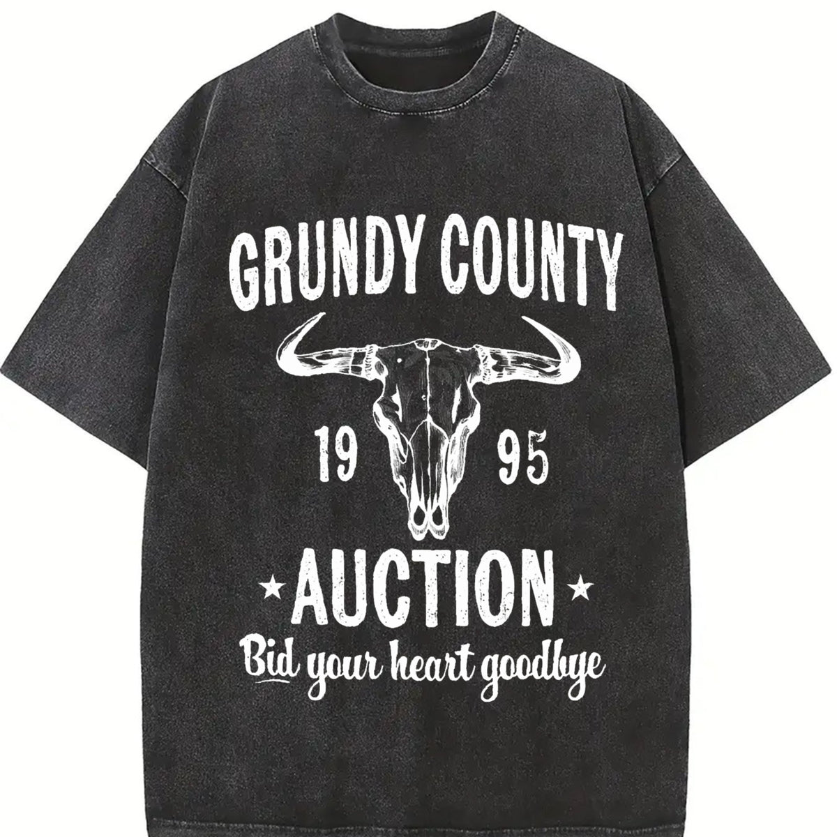 Grundy County Auction Inspired Concert Vintage Washed T-Shirt in Black