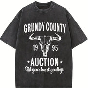 Grundy County Auction Inspired Concert Vintage Washed T-Shirt in Black