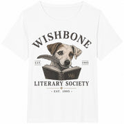 Wishbone Dog Literary Society Cotton T-Shirt in White