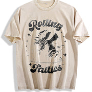 Retro Rolling Fatties 90s Vintage Washed T-Shirt in Beige