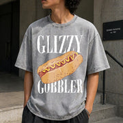 Glizzy Gobbler Hot Dog Vintage Washed T-Shirt in Gray