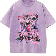 Japanese Anime Nana Osaki Harajuku vintage washed oversized T-shirt in Purple