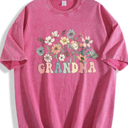 Wildflower Grandma For Grandma Mother's Day For Grandma vintage washed oversized T-shirt in Red