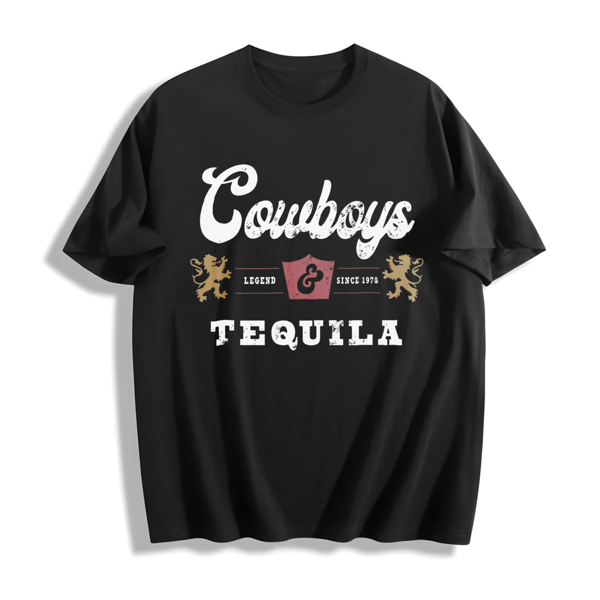 Cowboys and Tequila Cotton T-Shirt in Black