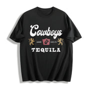 Cowboys and Tequila Cotton T-Shirt in Black
