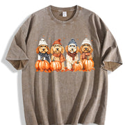Goldendoodle Fall Doodle Mom Dad Vintage Washed T-Shirt in Brown