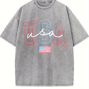 USA 4th Of July Patriotic vintage washed oversized T-shirt in Gray