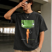 Green Paint Brush Vintage Washed T-Shirt in Black