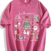 Retro Christmas Tis the Season Vintage Washed T-Shirt in Red