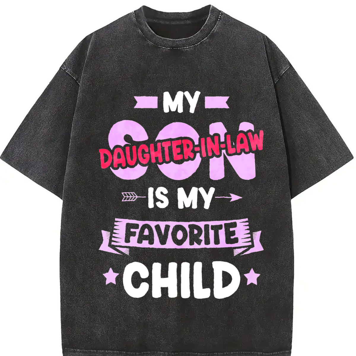 Mother-in-law's Favorite Daughter-in-law Vintage Washed T-Shirt in Black