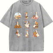 Burger Lover Silly Goose Vintage Washed T-Shirt in Gray