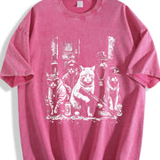 Gangsta Cats Cat Lover Vintage Washed T-Shirt in Red