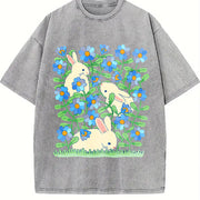 Rabbit Garden Adventure Group Vintage Washed T-Shirt in Gray