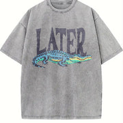 Later Gator 90s Retro Style 4th Of July Alligator vintage washed oversized T-shirt in Gray