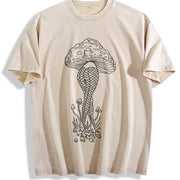 Mushroom and Snake Vintage Washed T-Shirt in Beige