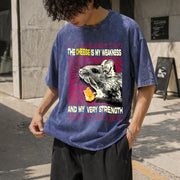 The Cheese Is My Strength Vintage Washed T-Shirt in Blue
