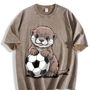 Otter Soccer Vintage Washed T-Shirt in Brown