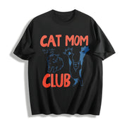 Cat Mom Club Cotton T-Shirt in Black