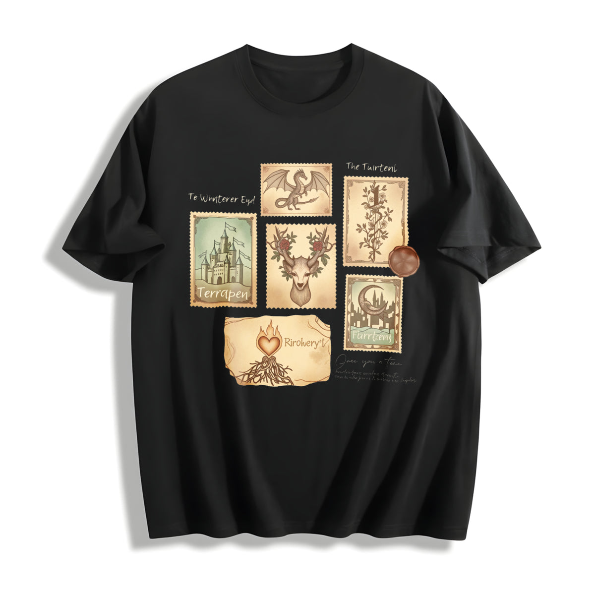Thr0ne of Glass Tersen the Th!rteen Cotton T-Shirt in Black