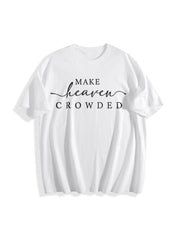 Religious Make Heaven Crowded Cotton T-Shirt in White
