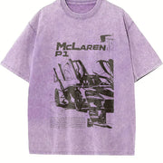 P1 Supercar 90s Vintage Washed T-Shirt in Purple